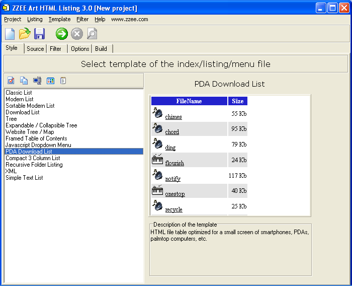 Art HTML Listing Screenshot